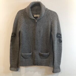 TNA Sz M 100% Lambswool Pockets  Unique Colour Owl On The Back Zipper Cardigan